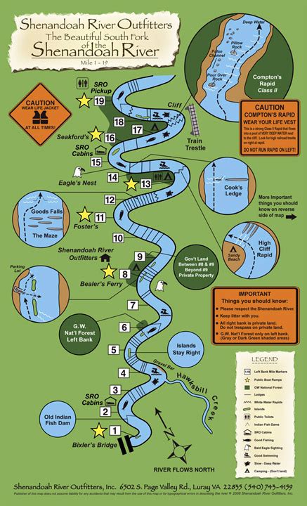 Shenandoah River Map Canoe Kayak Tubing Camp The Shenandoah River