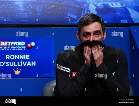 Ronnie Osullivan Reacts After Winning During Day Seventeen Of The Betfred World Snooker