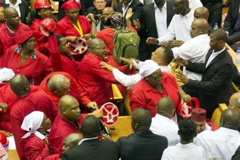 In the february state of the nation address, i related the good story of 20 years of freedom and democracy. South Africa: EFF lawmakers ejected from parliament during ...