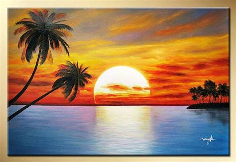 Romantic Sunset Painting Oil Painting Landscape Beach Painting
