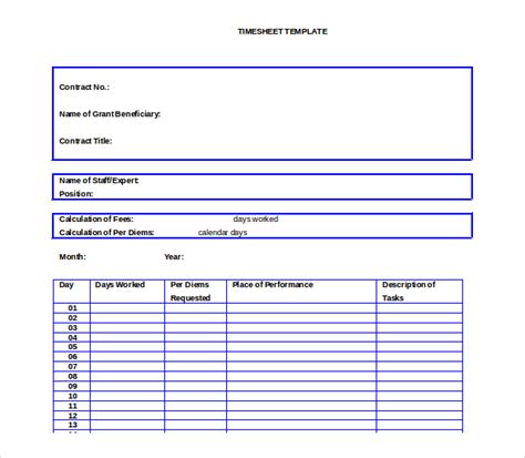 27 Ms Word Timesheet Templates Free Download