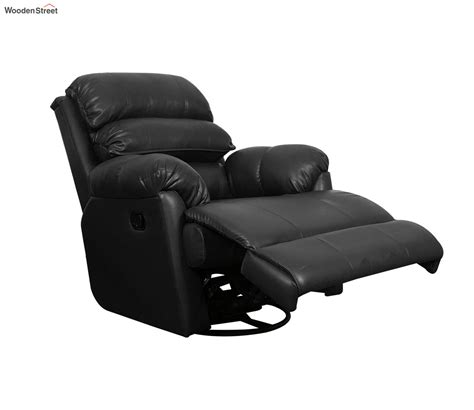 Buy Rocking Revolving Leatherette 1 Seater Recliner Sofa Black At 26 Off Online Wooden Street