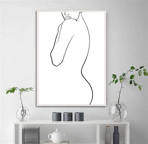 Nude Line Drawing Minimal Wall Art Minimal Female Figure Printable