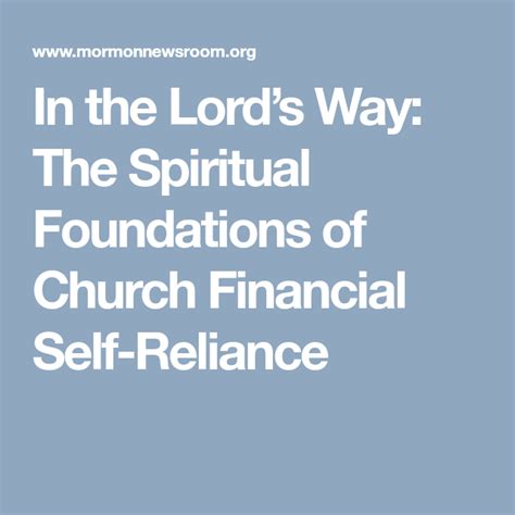 In The Lords Way The Spiritual Foundations Of Church Financial Self