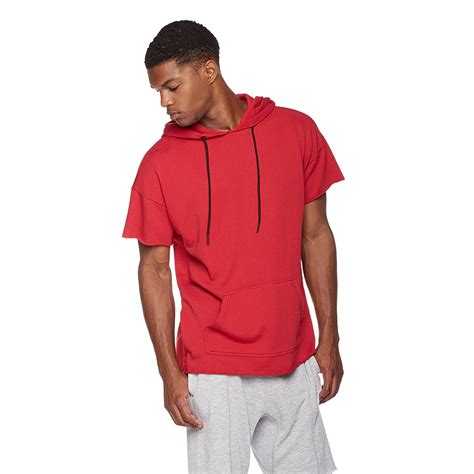 Red Solid Cotton Slim Fit Short Sleeves Hoodie Only On Karttrend