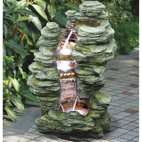 Design Toscano Stacked Layer Rock Fountain Water Features Patio
