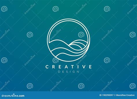 Ocean Waves In A Circle Minimalistic And Simple Vector Design Stock