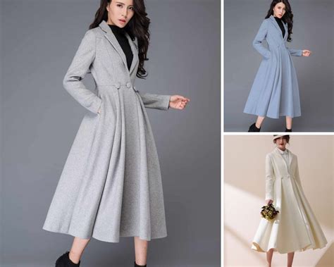 Long Wool Princess Coat Swing Coat Fit And Flare Coat Etsy