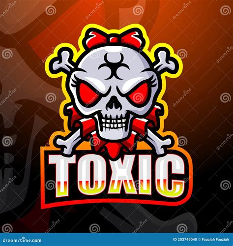 Toxic Head Skull Mascot Esport Logo Design Stock Vector Illustration