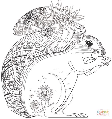 Pig zentangle coloring page ehrismancrafts. Squirrel Zentangle | Super coloring pages, Animal coloring ...
