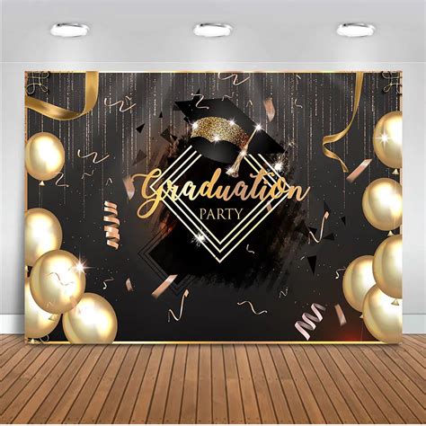 Graduation Party Backdrop For Photography Gold Balloons Photo