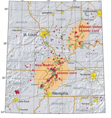 5 Earthquake Events In The New Madrid And Wabash Valley Seismic Zones