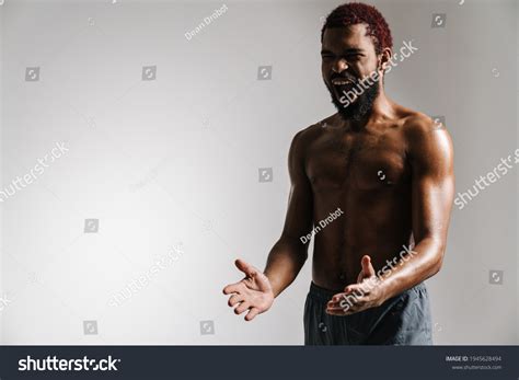 Black Shirtless Excited Man Screaming While Stock Photo Shutterstock