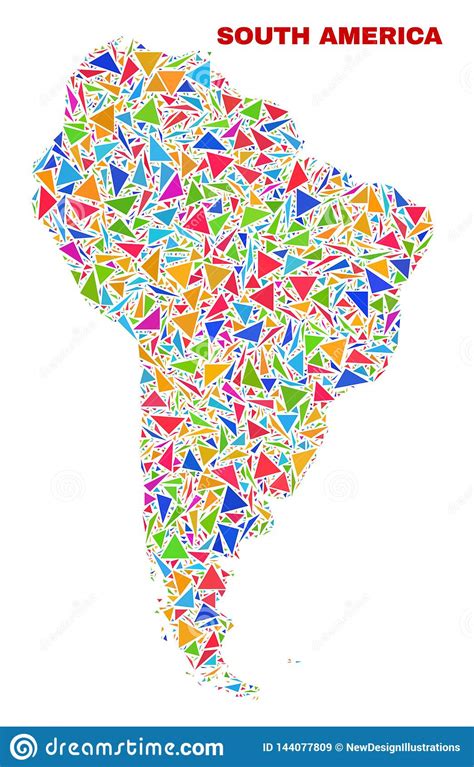 South America Map Mosaic Of Color Triangles Stock Vector