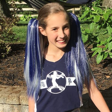 Blue And White Color Ponytail Hair Extensions For Kids My Hair Popz