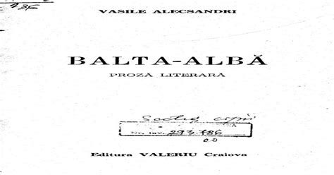V Alecsandri Balta Alba Pdf Document