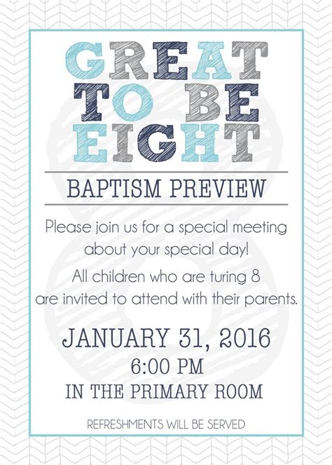 Baptism Preview Invite From Little Lds Ideaslittle Lds Ideas Primary