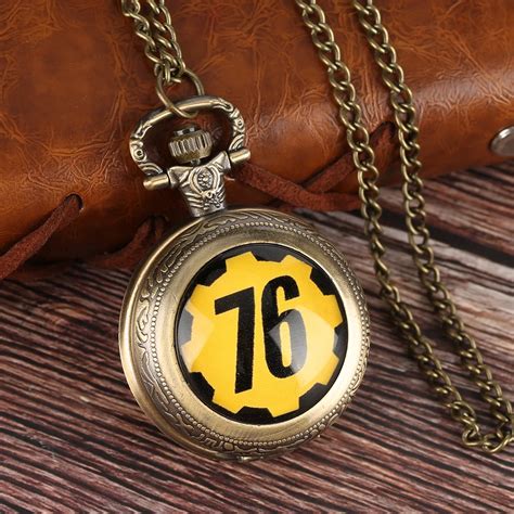 Discount Fallout Quartz Pendant Retro Clock Men Women Fallout 4 Steampunk Cool Necklace Pocket