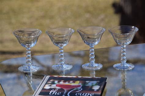 Vintage Cocktail Martini Glasses Set Of 4 Imperial Glass Candlewick Circa 1937 Vintage
