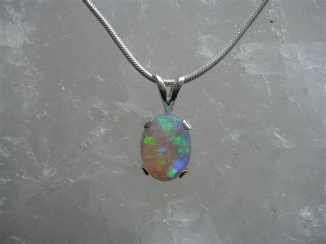 Opal Chain Pendant Opal Pendant Silver Australian Opal Pendant