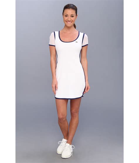 Lacoste Mesh Short Sleeve Tennis Dress In White Lyst