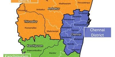 Chennai distrik kaart Kaart van Chennai distrik Tamil Nadu Indië