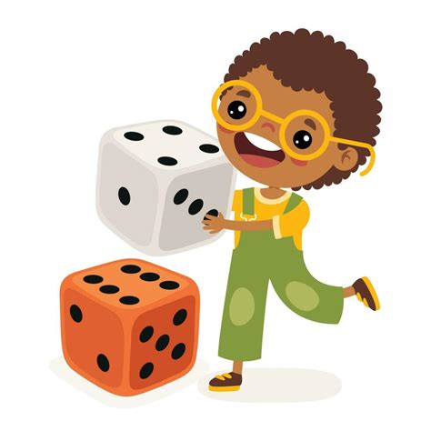 Cartoon Kid Playing With Dice Vector Art At Vecteezy