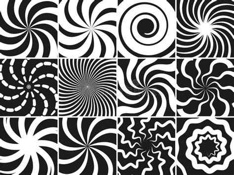 Colección De Formas Hipnóticas Espirales Abstractas De Color Blanco
