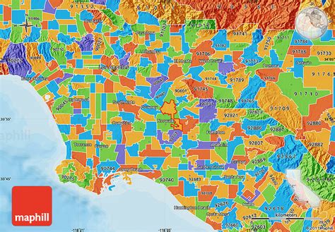 Los Angeles Zip Code Map South Zip Codes Colorized Otto Maps
