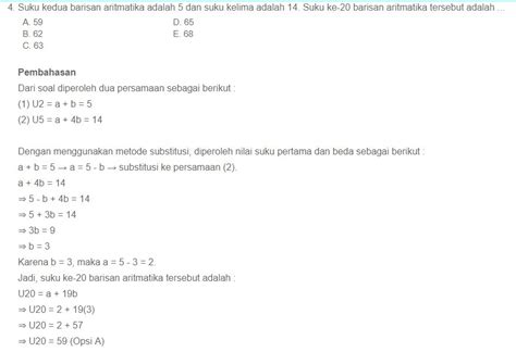 Contoh Soal Cerita Barisan Dan Deret Aritmatika Dan Penyelesaiannya