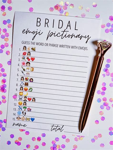 Bridal Emoji Pictionary Free Printable Bridal Shower Activities