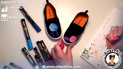 Hand Painted Canvas Shoes Using Posca Paint Pens By Artist Mindie Gum