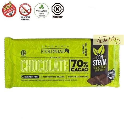 Chocolate Sin Az Car Cacao Sin Tacc Stevia X Grs El Colonial