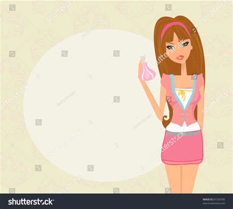 Young Woman Spraying Perfume On Herself Stock Vector Royalty Free