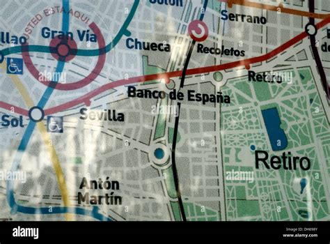 Parte del mapa de Madrid centrará Gran Via Madrid España Fotografía