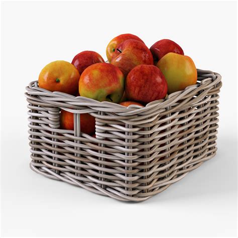 Each basket contains no more than 24 apples. Wicker Apple Basket Ikea Byholma 1 Gray by Markelos | 3DOcean