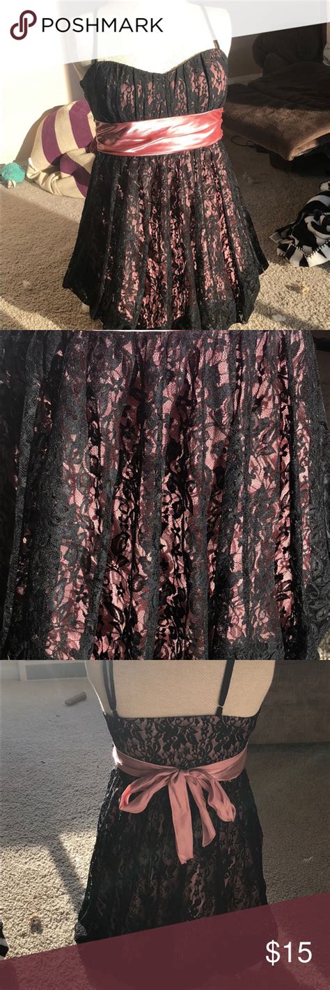 Light Pink With Black Lace Homecoming Dress Speechless Beautiful