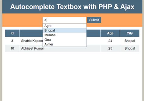 Autocomplete Textbox With Php Ajax Jquery