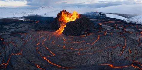 Lava Frenzy Shooting Fagradalsfjall Volcano In Iceland Digital