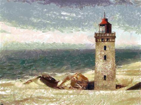 Old Lighthouse Painting By Georgi Dimitrov