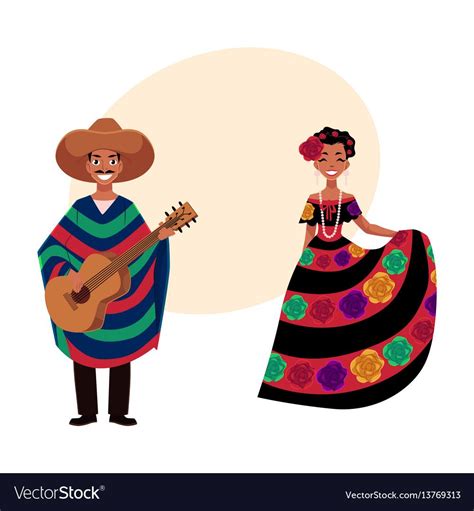 mexican man and woman in traditional national vector image on vectorstock