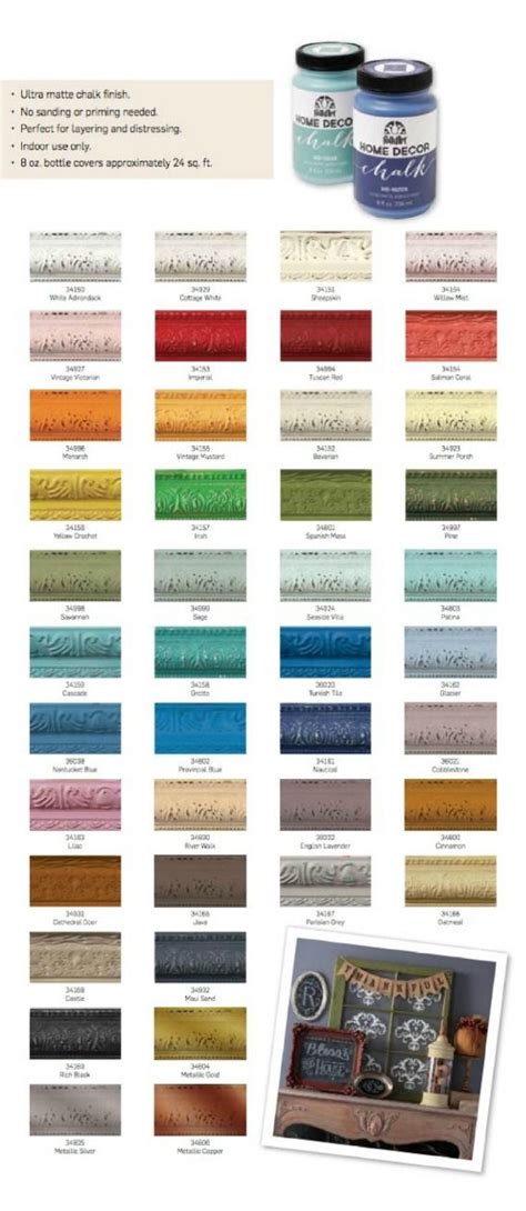 Bottles of folkart home decor chalk paint in the following colors: FolkArt® Home Decor™ Chalk - 8 oz. at Joann.com | Chalk ...