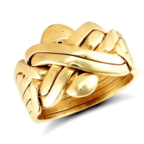 Mens Solid 9ct Yellow Gold 6 Piece Puzzle Ring