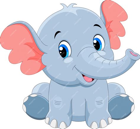 Sessão De Desenhos Animados De Elefante Bebê Fofo Vetor Premium