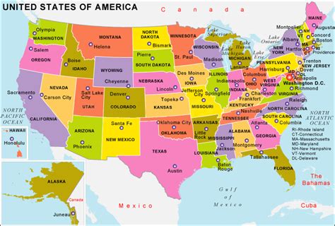 United States And Capitals Map