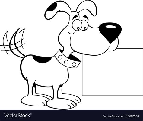 Cartoon Happy Dog Holding A Sign Royalty Free Vector Image