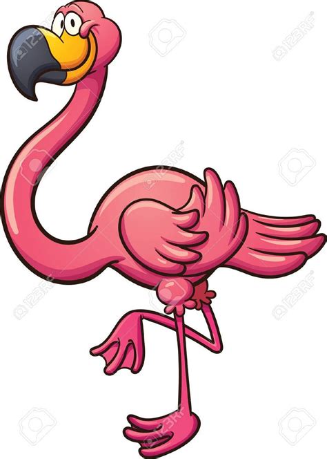 Cartoon Flamingo Clip Art Illustration With Simple Gradients All In A