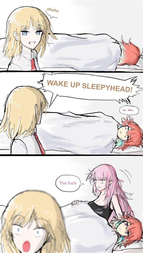 Two Comics With Anime Characters In Bed One Is Sleeping And The Other