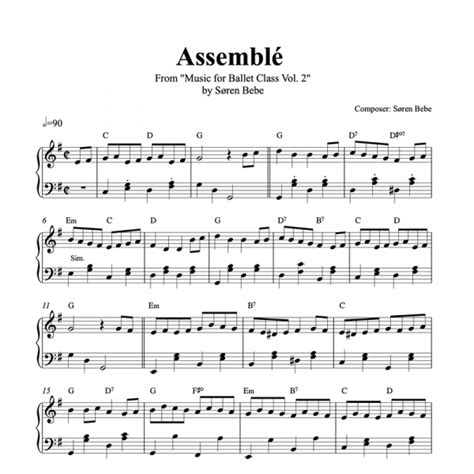 Assemblé Piano Sheet Music For Ballet Class Pdf By Søren Bebe