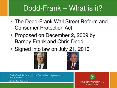 Ppt Dodd Frank Acts Impact On Securities Litigation And Enforcement